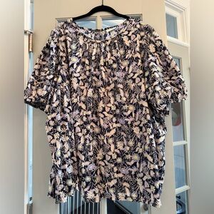 Ava & Viv Purple and Cream Floral Blouse